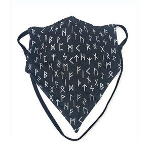 Mt. Logan Black White Runic Print Face Mask